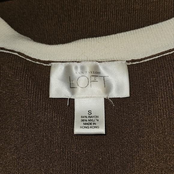 Ann Taylor LOFT - Brown/Cream, 2 piece Cardigan (M) and Shell (S). - Picture 3 of 5